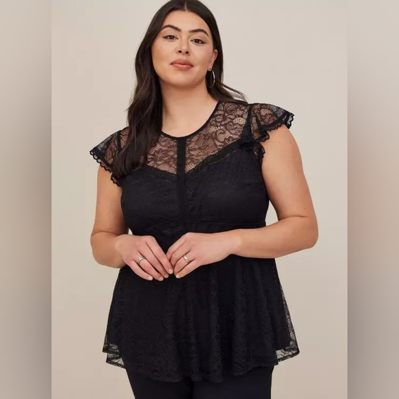 NWT Torrid Lace Black Layered Top Size L/00 - Picture 1 of 9